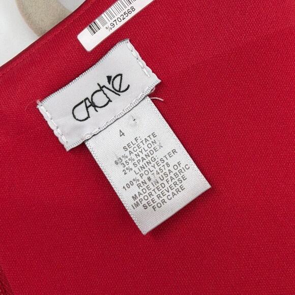 Cache Satin Y2K Cocktail Dress Sz 4 Red Ruched Holiday Valentines Bodycon USA - Picture 8 of 9